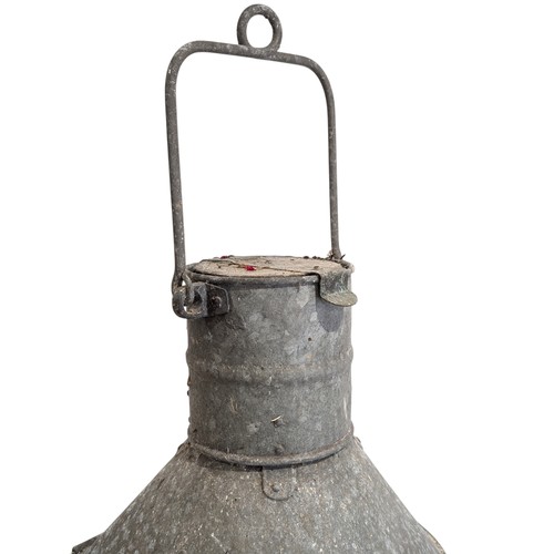 247 - A Large Galvanized Griffiths & Son Birmingham Ships Lamp With Burners, Original Undamaged Lens 31x60... 