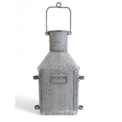 247 - A Large Galvanized Griffiths & Son Birmingham Ships Lamp With Burners, Original Undamaged Lens 31x60... 