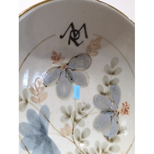 50 - A David Grant For Highland Stoneware Large 30cm Floral Decorated Bowl, Marked Highland Stoneware to ... 