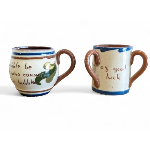 55 - A Pair of Miniature Torquay Motto Ware Creamer / Three Handled Cup - Aller Vale Free from Damage Plu... 