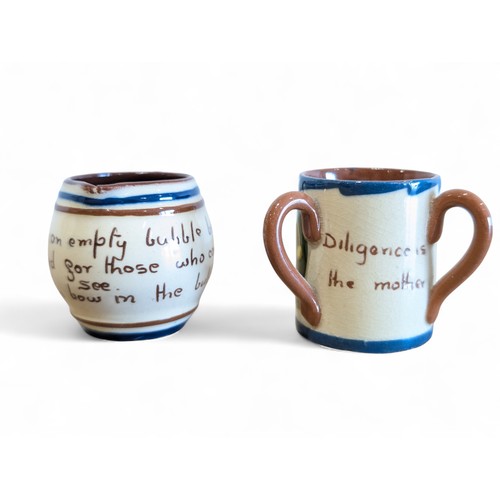 55 - A Pair of Miniature Torquay Motto Ware Creamer / Three Handled Cup - Aller Vale Free from Damage Plu... 