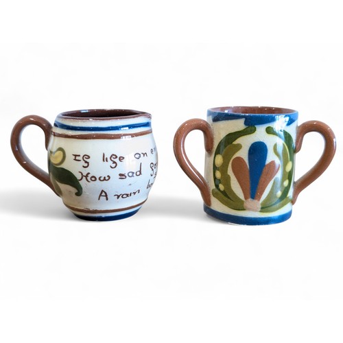 55 - A Pair of Miniature Torquay Motto Ware Creamer / Three Handled Cup - Aller Vale Free from Damage Plu... 