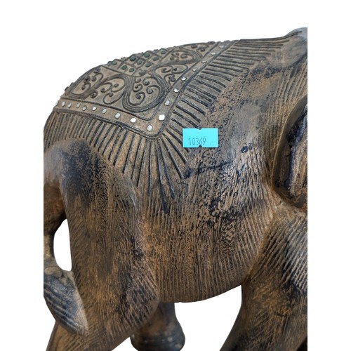 74 - Large Hand Carved Hand Carved and Gilt Painted Indian Elephant Statue - 36x36cm