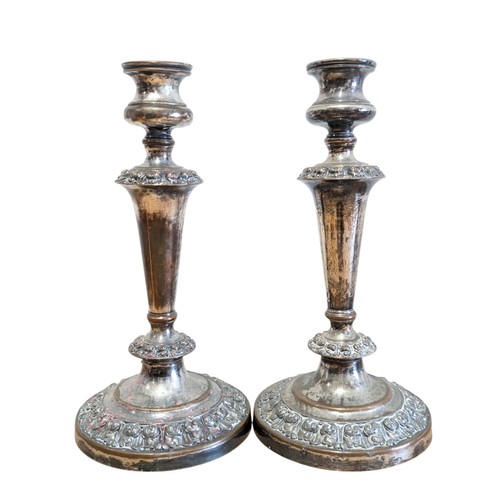 83 - A Pair Mappin & Webb Princes Plate Candle Sticks 14cm, Plus Pair 26cm Plated Decorative Candle Stick... 