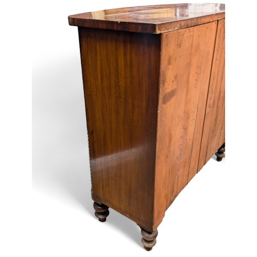 47 - Nice quality Early Victorian mahogany bow front chest of drawers having solid top with shaped edge o... 