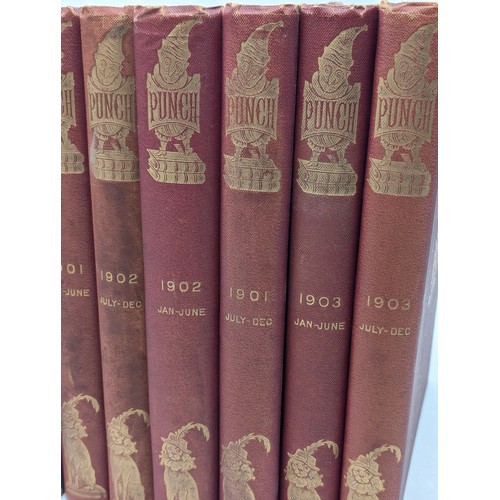 459J - Good Group Antique Punch Volumes 1898, 1901, 1902, 1903 Gilt Edges Most Appear Well Bound