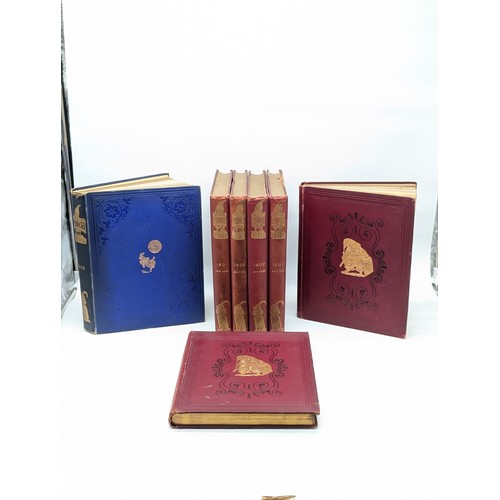 459J - Good Group Antique Punch Volumes 1898, 1901, 1902, 1903 Gilt Edges Most Appear Well Bound