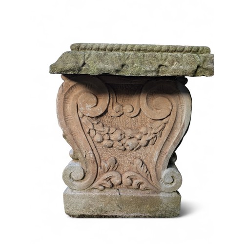 47C - Weathered Reconstituted Stone Large Garden Bench 120cm