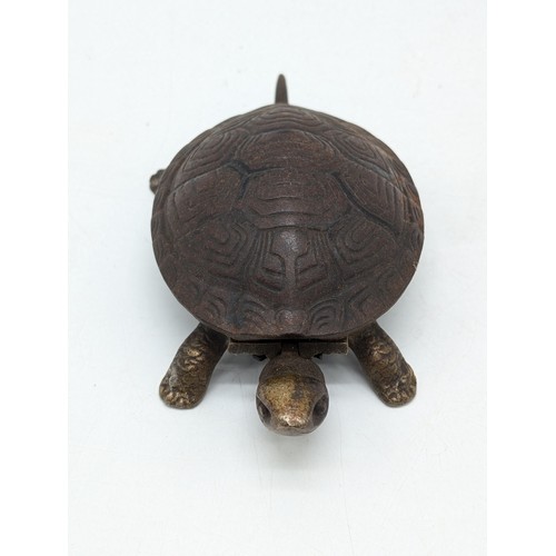 188A - Antique Cast Iron Desk Bell in The Form Of A Tortoise / Lobby Bell, Winder to Base With Concealed Be... 