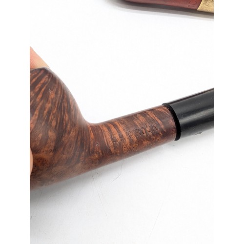 263B - Group (6) Vintage Pipes Plus Attractive Hand Carved Pipe / Jewellery Box, Shayrock, Briar, Peterson ... 