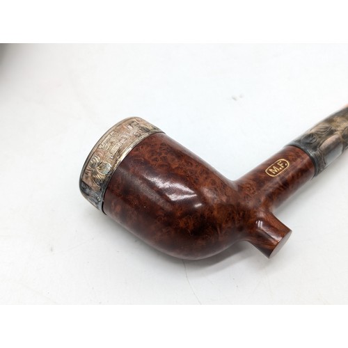 263A - Excellent Sterling Silver / Amber Mounted & Rimmed Howell Glasgow Pipe In Excellent Order Dated  190... 