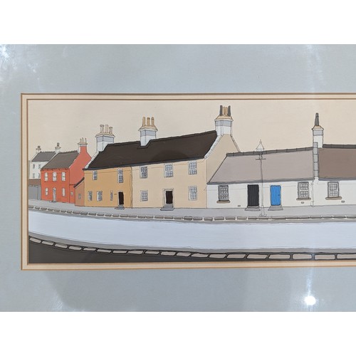 136C - Large Alastair Buchanan Scottish Original Mixed Media / Gouache Artwork - Entitled Inveresk 96x40cm ... 