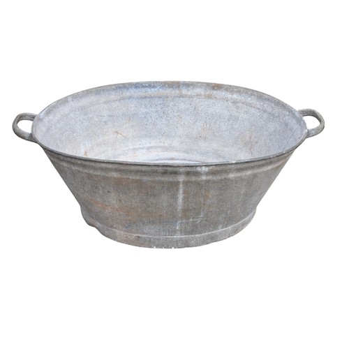 47G - Good Galvanized Group - Two Large Handled Garden Washtub 30x75cm Largest, Plus Two Galvanized 2 1/2 ... 