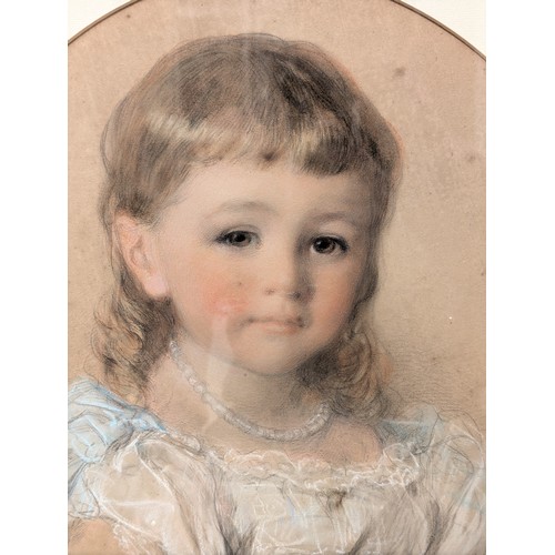 136H - Sir John Gilbert RA 1817-1897 Pair Chalk On Paper Portraits Of Young Girl Dated 1875 & 1877. Both Si... 