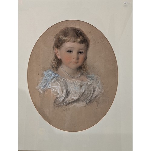 136H - Sir John Gilbert RA 1817-1897 Pair Chalk On Paper Portraits Of Young Girl Dated 1875 & 1877. Both Si... 