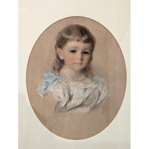 136H - Sir John Gilbert RA 1817-1897 Pair Chalk On Paper Portraits Of Young Girl Dated 1875 & 1877. Both Si... 