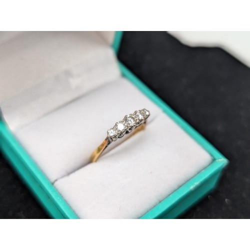 468F - Late Victorian 18ct & 5 Diamond Ring Appx Size P/Q Attractive Scroll Work 2.92