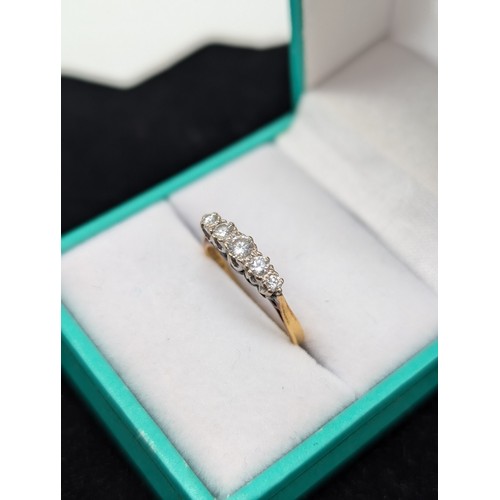 468F - Late Victorian 18ct & 5 Diamond Ring Appx Size P/Q Attractive Scroll Work 2.92