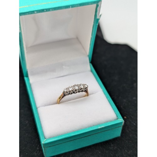 468E - 18ct Gold & Diamond 5 Stone Engagement Ring - 3.15g