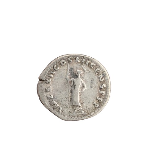 236E - 81-96 Domitian Silver Denarius 2.91g Minerva Standing Left Holding Shield, Wearing Crested Helmet 93... 