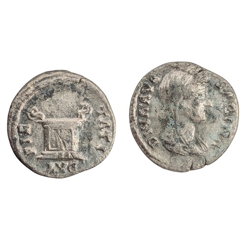 236D - Diva Sabina. Silver Denarius (3.24 g), died AD 137, 3.05g, Veiled and draped bust of Sabina right, w... 