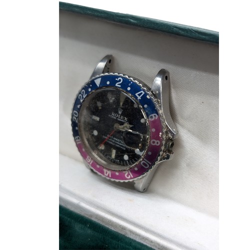 467A - 1968 Rolex GMT Master, Pepsi 1675. AF Condition, Non running with Missing Crown. Has suffered Water ... 