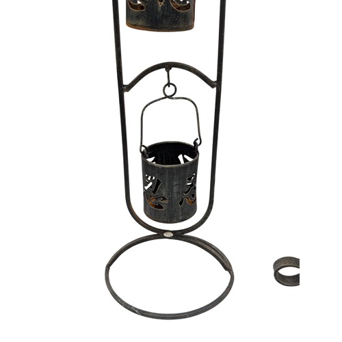 41 - Pair Metal Tealight Holders, One in Form of Pagoda Plus One Other