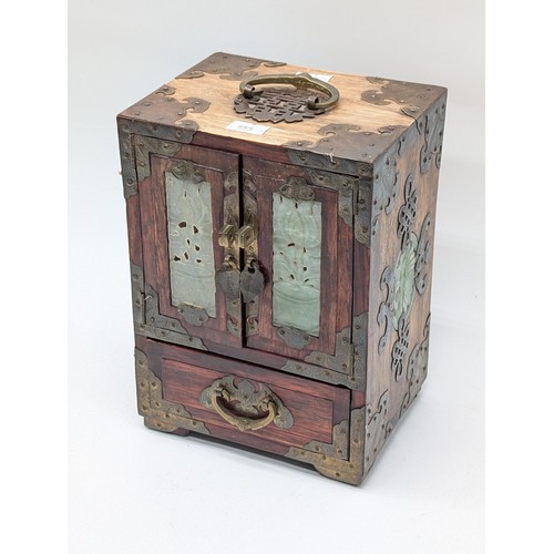 5 - Attractive Vintage Chinese Wooden / Brass Inlaid Jewelry Chest 6x9