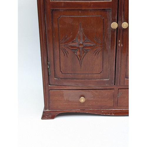 6 - Unusual Tabletop Cabinet With Two Doors over Two Drawers 13x13