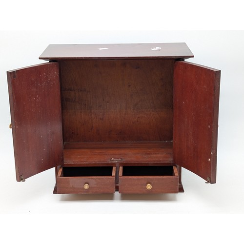 6 - Unusual Tabletop Cabinet With Two Doors over Two Drawers 13x13
