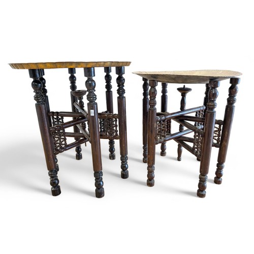 11 - Two Anglo Indian / Middle Eastern Folding Tray Tables, One With Hand Hammered Copper Tray, the Other... 