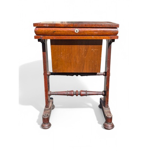 12 - Excellent Victorian Sewing Table Desk, 1 Drawer Basket and Hinged Lid In Good Order 51x76cm