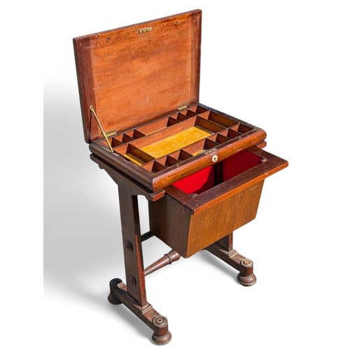 12 - Excellent Victorian Sewing Table Desk, 1 Drawer Basket and Hinged Lid In Good Order 51x76cm