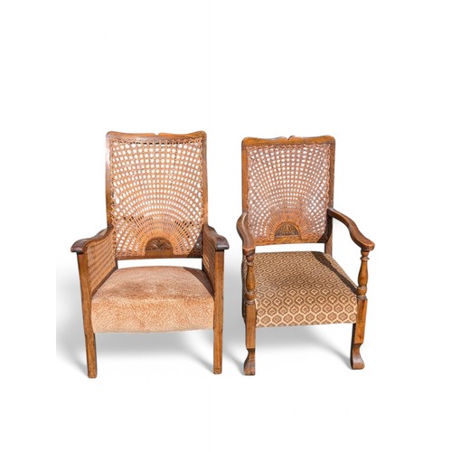14 - Two Low Berger Style Chairs Caned Backs in Good Order