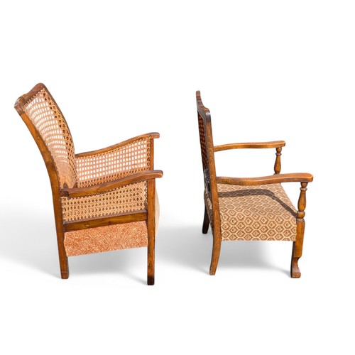 14 - Two Low Berger Style Chairs Caned Backs in Good Order