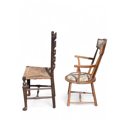 15 - Chair Pair Including Excellent Victorian Beech Wood Stick Back Chair