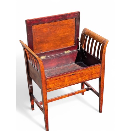 16 - Good Edwardian Piano Stool With Inlaid Design In Good Order 60x63cm