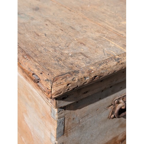 18 - Excellent Antique Large Pine Blanket Box, With Cast Iron Furniture and Traditional Jointed Construct... 