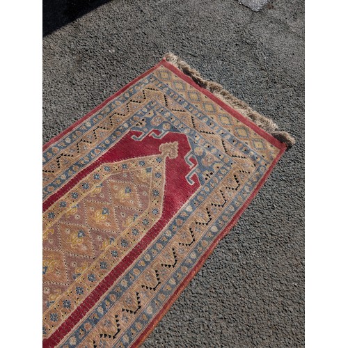 22 - Likely Kazak Hallway Runner Carpet / Rug Central Medallion Typical Age Related Fading / Wear 31x109