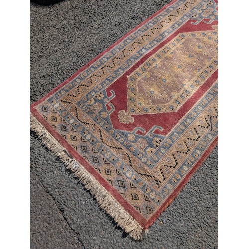 22 - Likely Kazak Hallway Runner Carpet / Rug Central Medallion Typical Age Related Fading / Wear 31x109