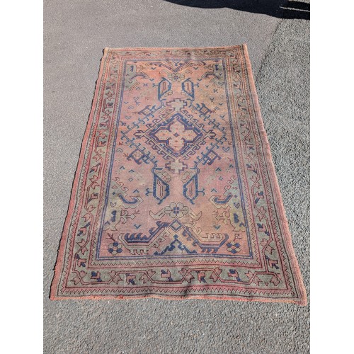 26 - Hand Woven Turkish Carpet / Runner Pink / Red Ground Age Related Fading 49x80