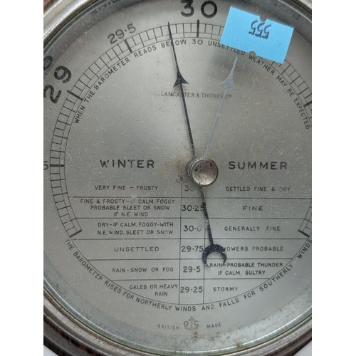 30 - Nice Quality Vintage Lancaster And Throne Shield Shaped Barometer - Signed to The Dial Lancaster and... 