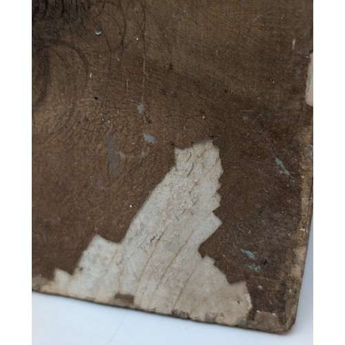 33 - Extraordinary Oak Panel Original Religious Oil Painting - Depicting Thorn Crowned Christ - Some Area... 