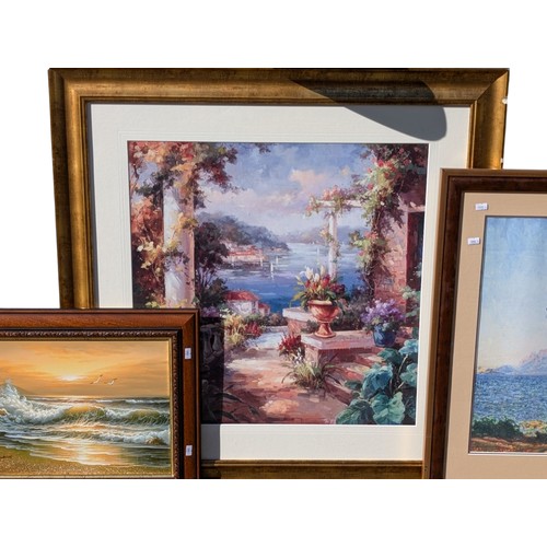 35 - Group (4) Large Artworks / Prints / Pictures, Two Original Oils, One Signed Ross Plus Beachfront Oil... 