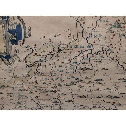 36 - Reproduction 1969 Map of Dorestria / Dorsetshire 1575 Framed 63x48cm