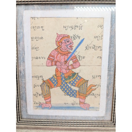 37 - Group (6) Thai /Eastern Original Artworks of Various South East Asian Deity / Figures All Signed Kit... 