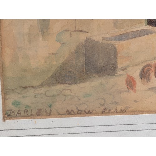 38 - Barley Mow Farm, Antique Watercolour Monogrammed D.R 14x12