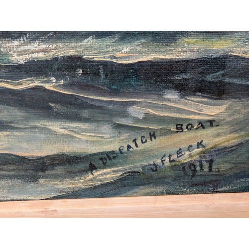 41 - Joseph Amadeus Fleck, 1917, Oil on Panel, A Dispatch Boat 27x15