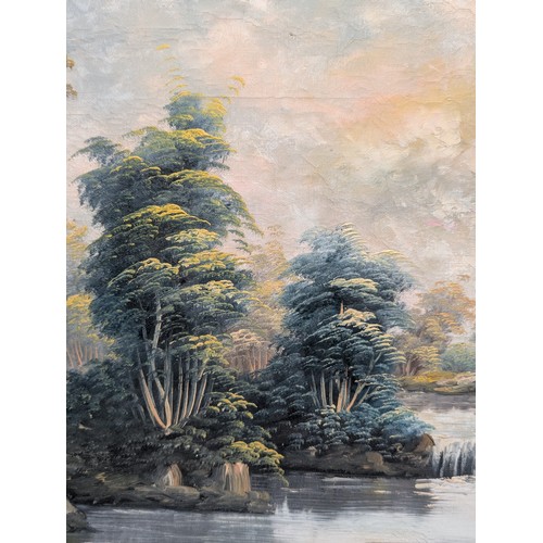 44 - Oil On Canvas Landscape Scene, Signed Lower Left Indistinct 28x20