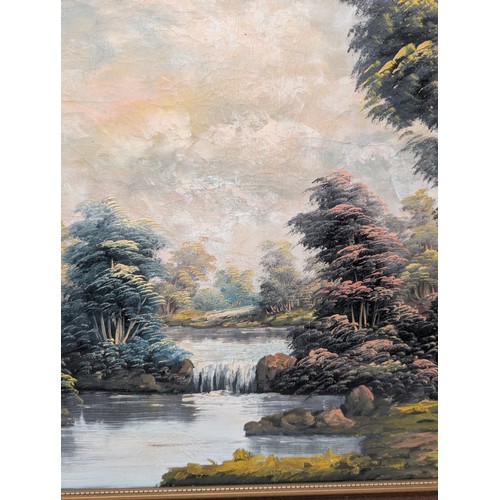 44 - Oil On Canvas Landscape Scene, Signed Lower Left Indistinct 28x20